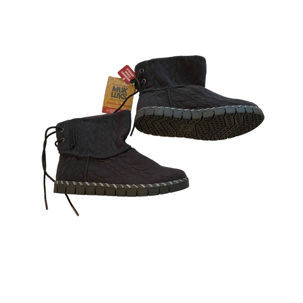 Muk Luks Flexi Hoboken Black Ankle Boots Size 7 Water Resistant NWT